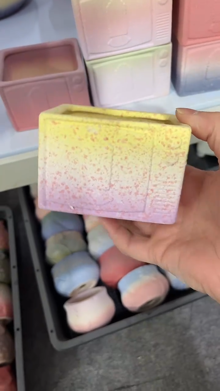 麦饭石粗陶多肉花盆8*6