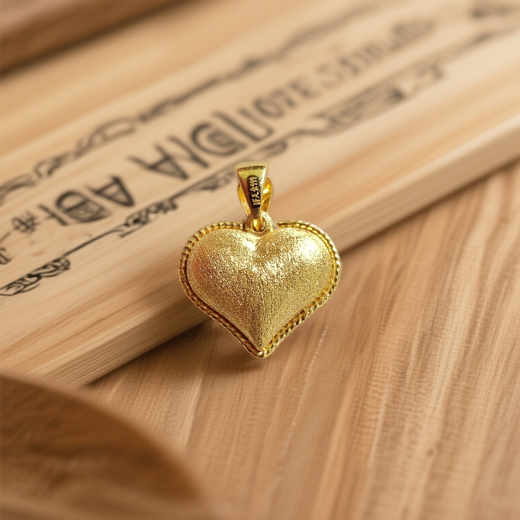 胖大福黄金吊坠足金拉丝立体爱心小桃心圣诞礼物浪漫告白必备