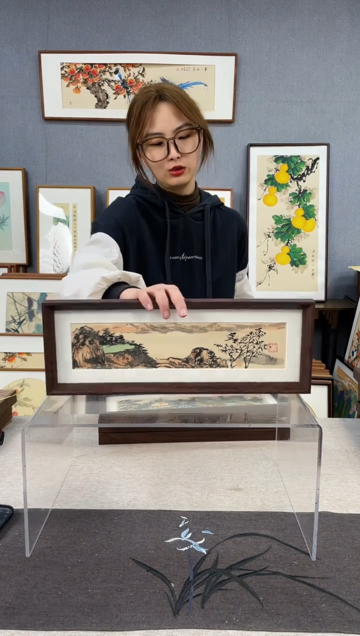 【闪购商品】国画手写书法带框-16*42-山水