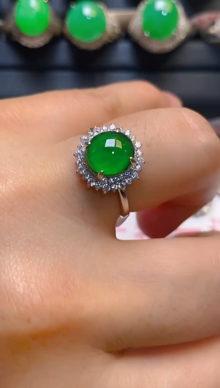 【闪购商品】翡翠耳饰银S925镶嵌天然A货翡翠1