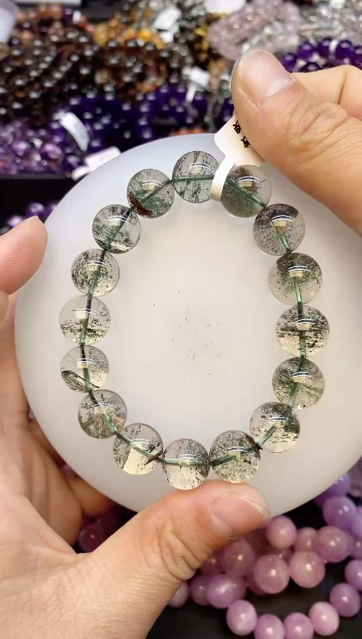 【闪购商品】水晶手串未镶嵌A70 绿幽灵 13mm