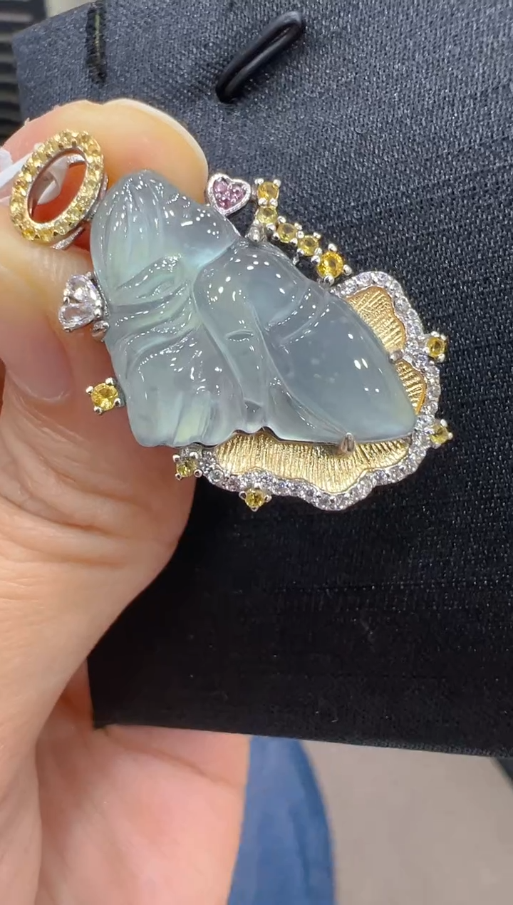 翡翠银S925镶嵌吊坠(不含链)多样性团购发一件