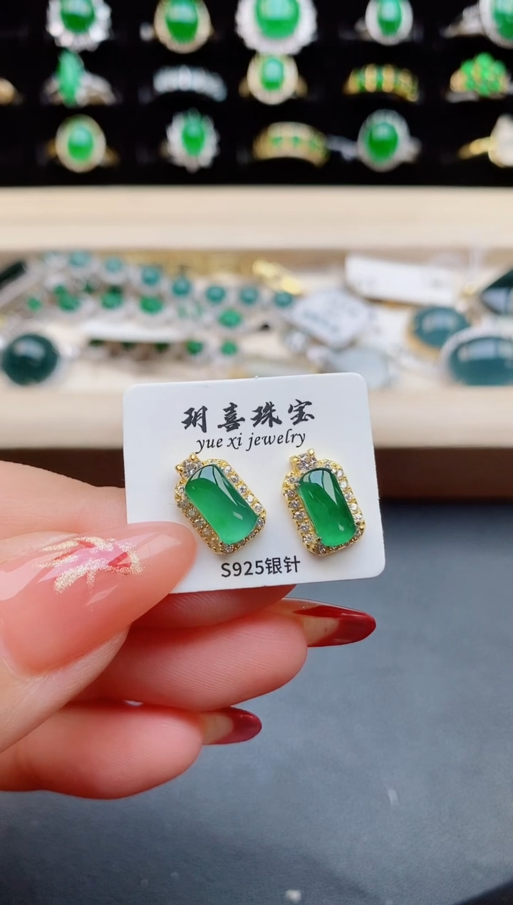 【闪购商品】翡翠耳饰银S925镶嵌321321