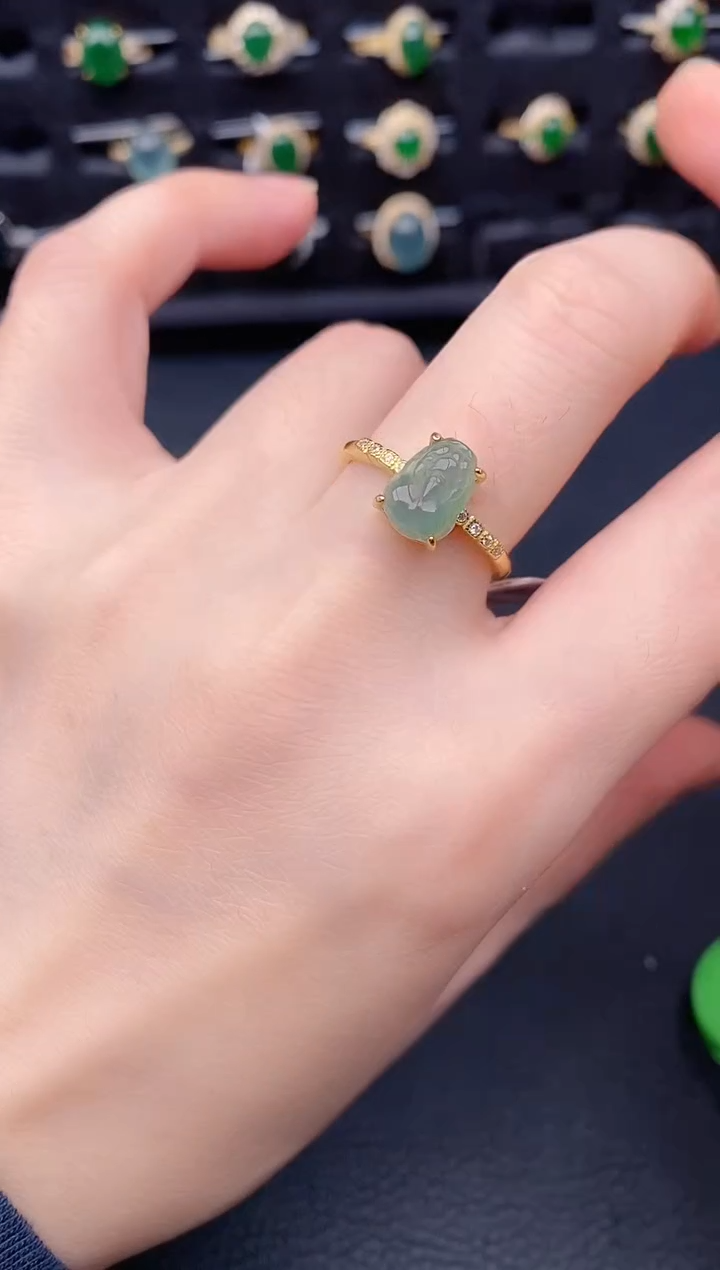 银S925镶嵌戒指翡翠天然a货翡翠154