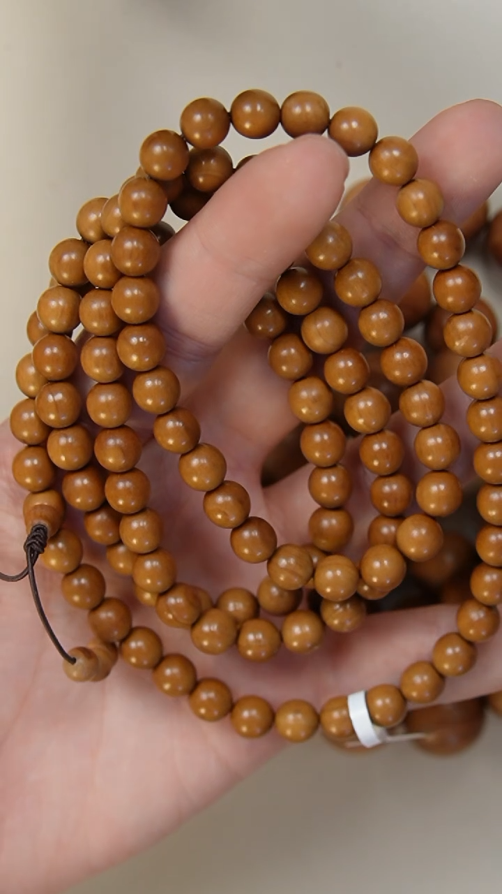 【闪购商品】檀香木手串/手链老山檀香0.8圆珠多圈108颗白檀瑕疵