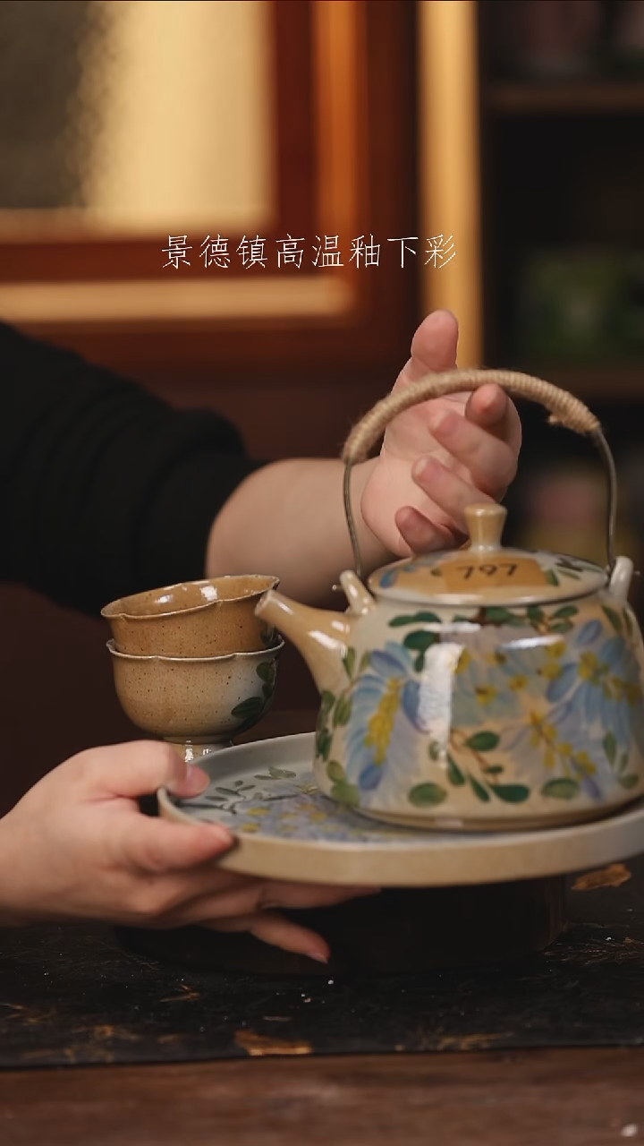 陶瓷  景德镇高温釉下手绘陶瓷@L797@