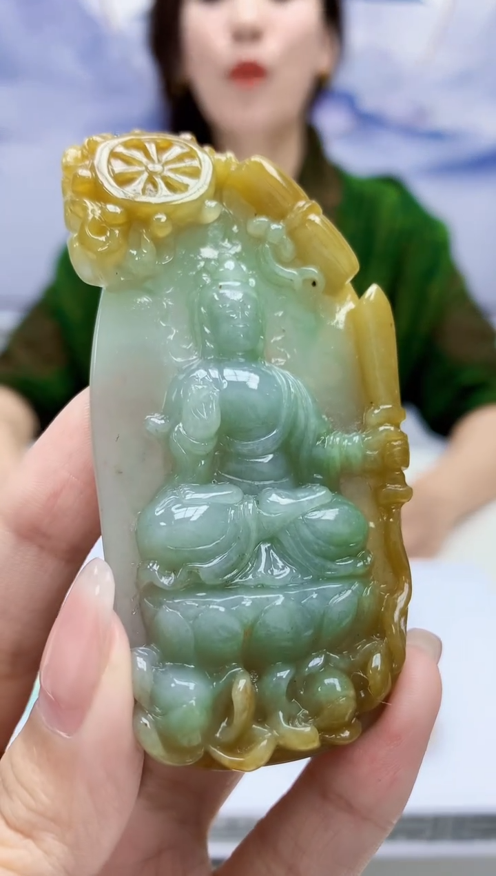 【闪购商品】定制翡翠未镶嵌4829-kk-毛货挂件观音83