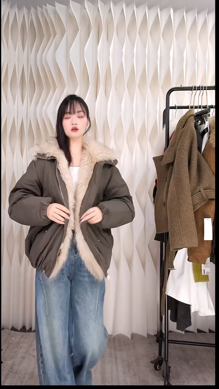 酷感毛领羽绒均码