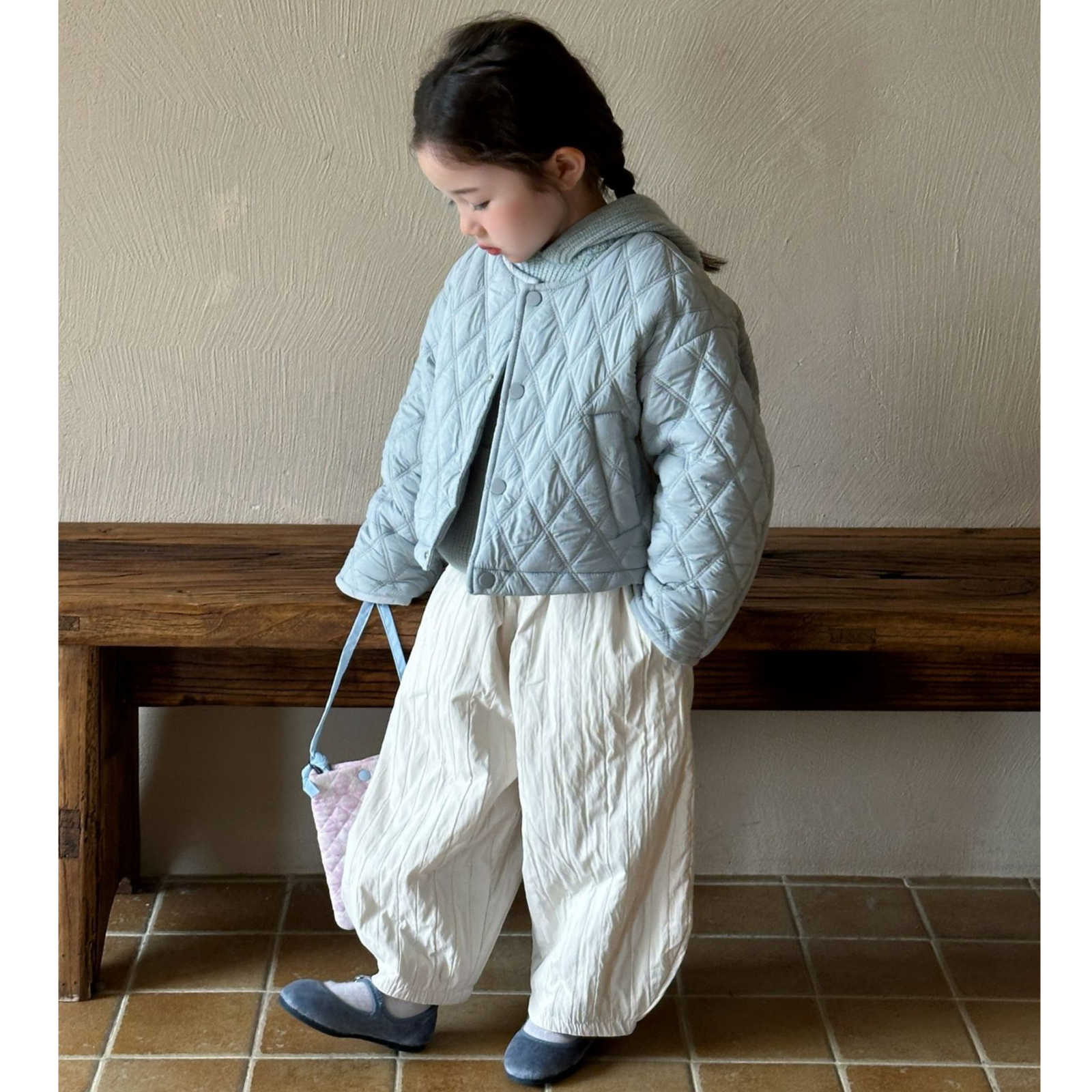 【现货】女童棉衣25冬韩版夹棉加厚外套儿童夹克衫菱格珩棉短款潮