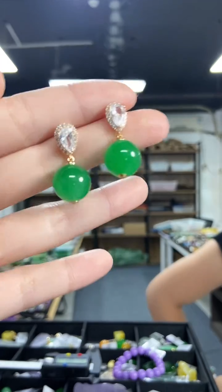 翡翠未镶嵌耳饰闪购链接多样性发其一颜色微差