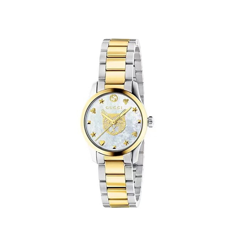 【娜姐专属】GUCCI古驰Timeless系列间金色猫头27女表YA1265012