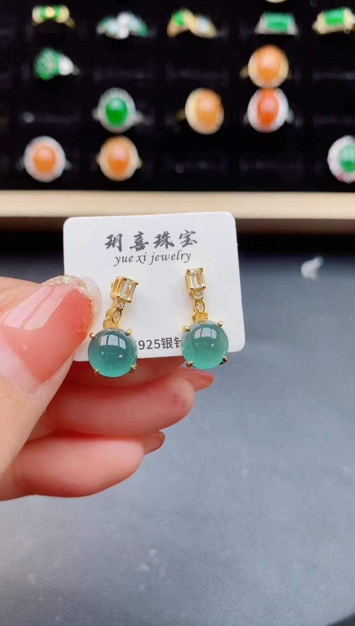 【闪购商品】翡翠耳饰银S925镶嵌1212