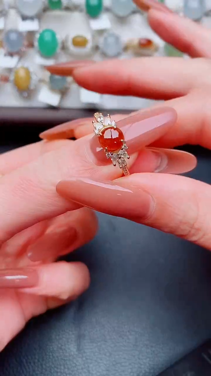 银S925镶嵌戒指翡翠...