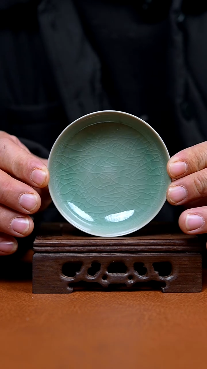 杯仿古翡翠绿釉超薄普洱杯瑕