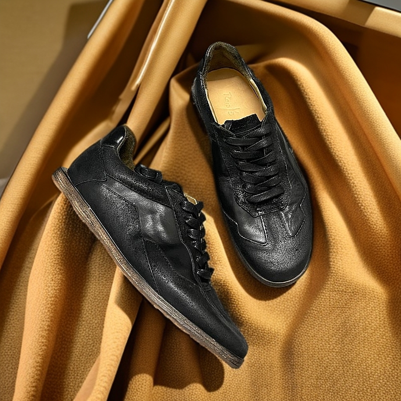 原创重工水洗复古板鞋手工固特异小众英伦德训鞋男系带运动休闲鞋