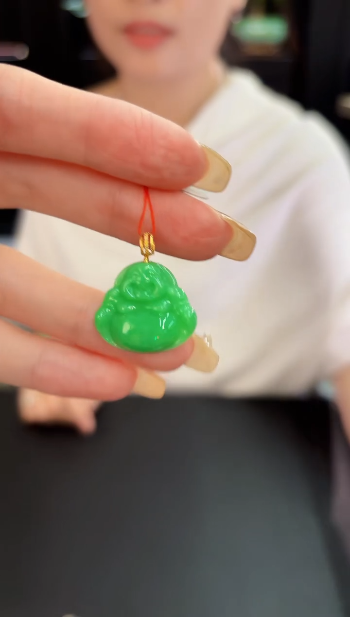 翡翠18K金镶嵌颈饰 缅料A货/支持复检/一件