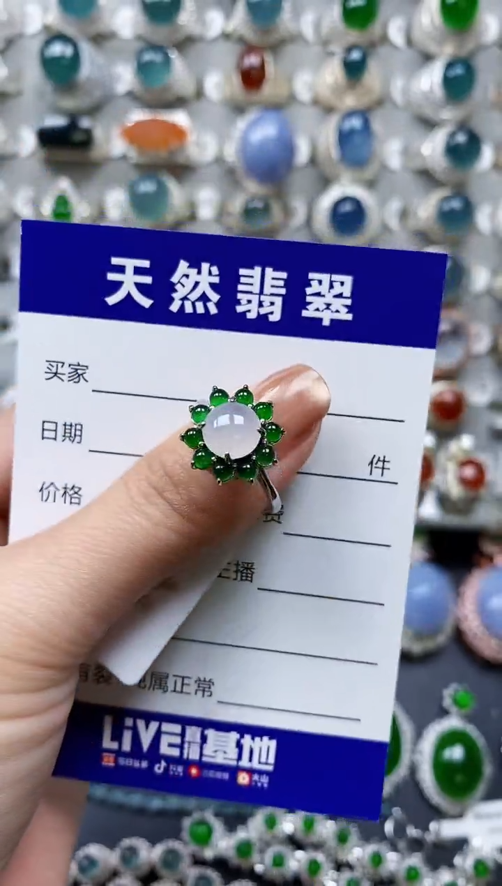 【闪购商品】翡翠戒指银S925镶嵌0458