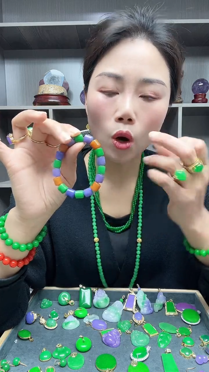 【闪购商品】翡翠手链14K金镶嵌手链