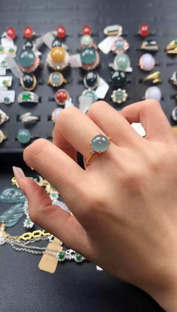 【闪购商品】翡翠戒指银S925镶嵌3465436536543