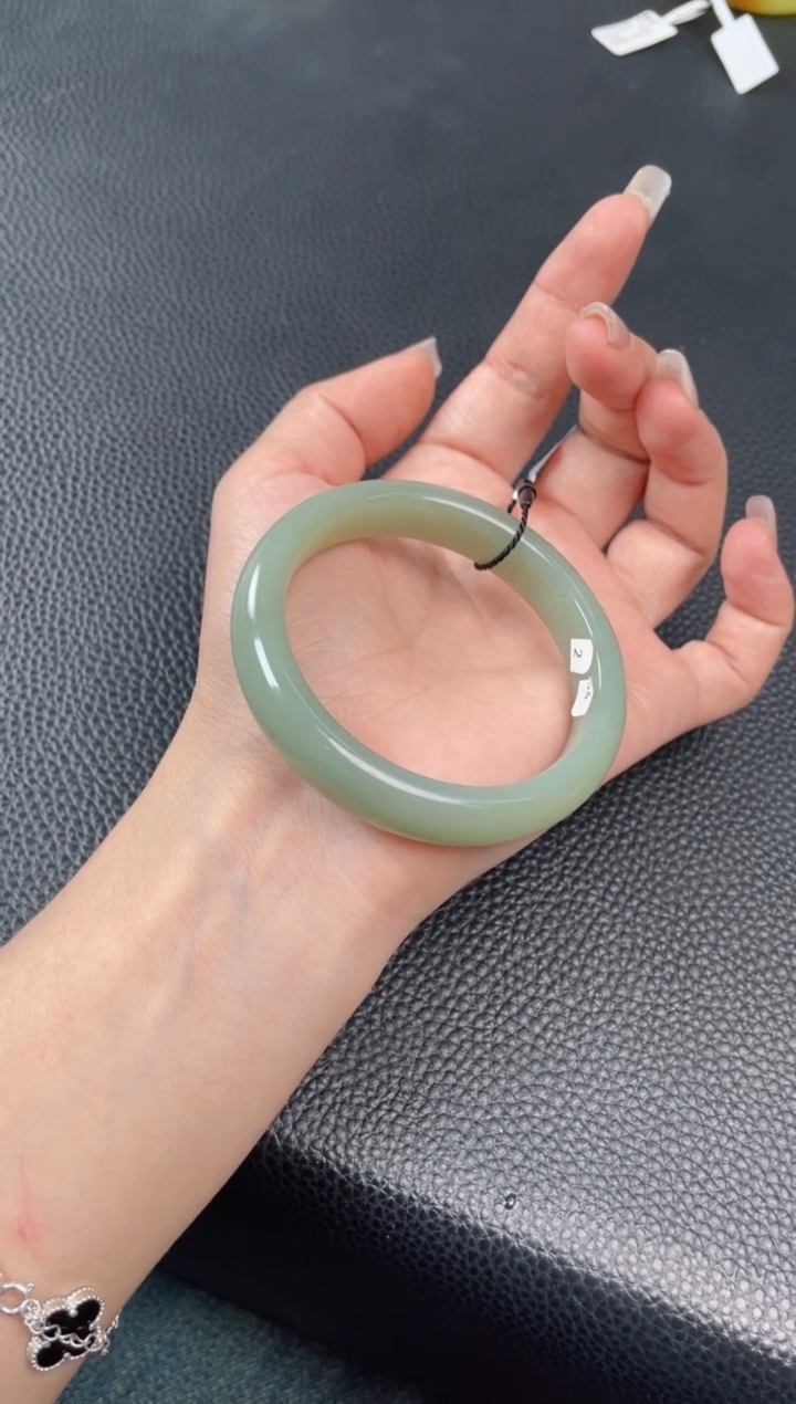 【闪购商品】和田玉手镯未镶嵌和田玉且末料青白玉手镯54圈口