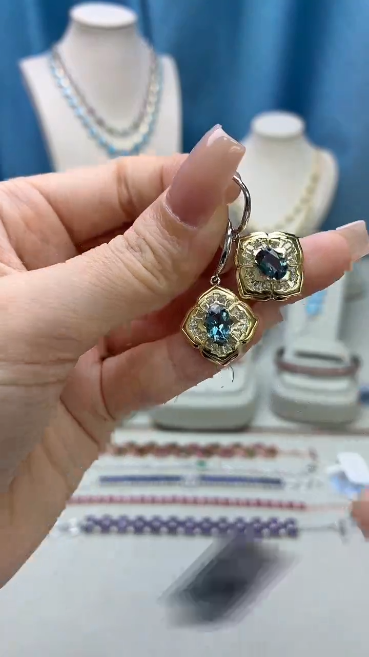 银S925镶嵌托帕石耳饰395BJ1209产品一个（多样性）