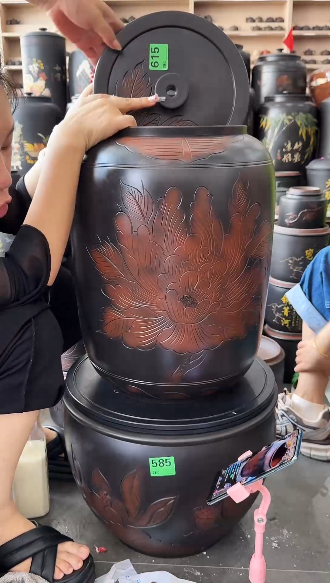 瑕疵水缸 615 牡丹花 36升 