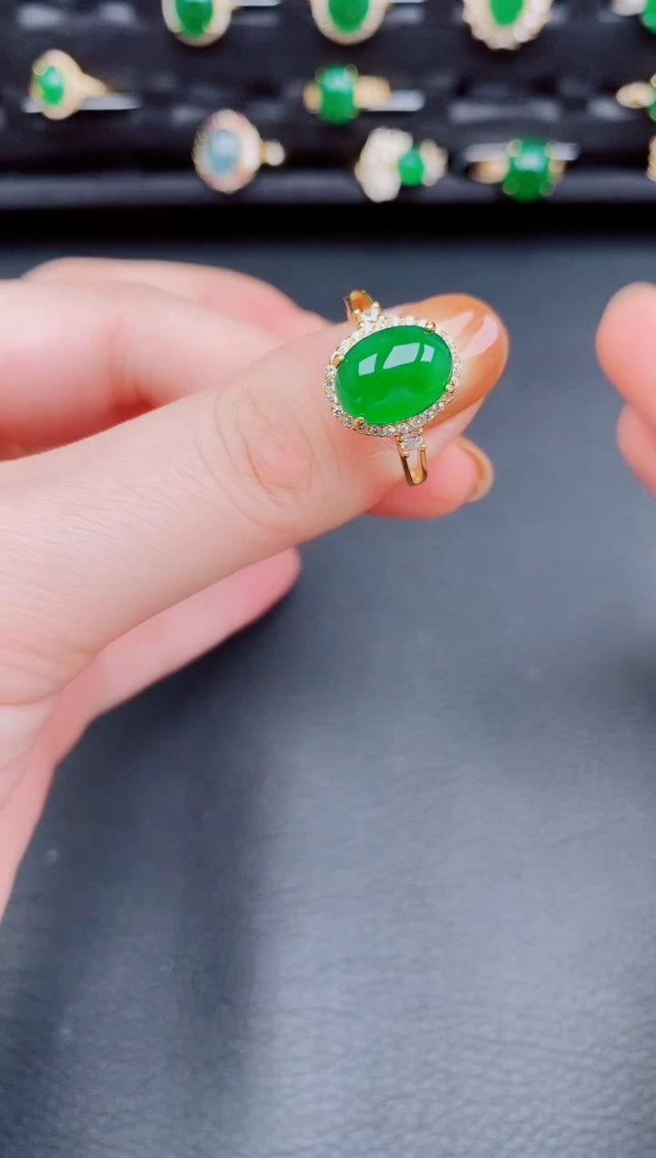 【闪购商品】翡翠戒指银S925镶嵌天然a货翡翠195