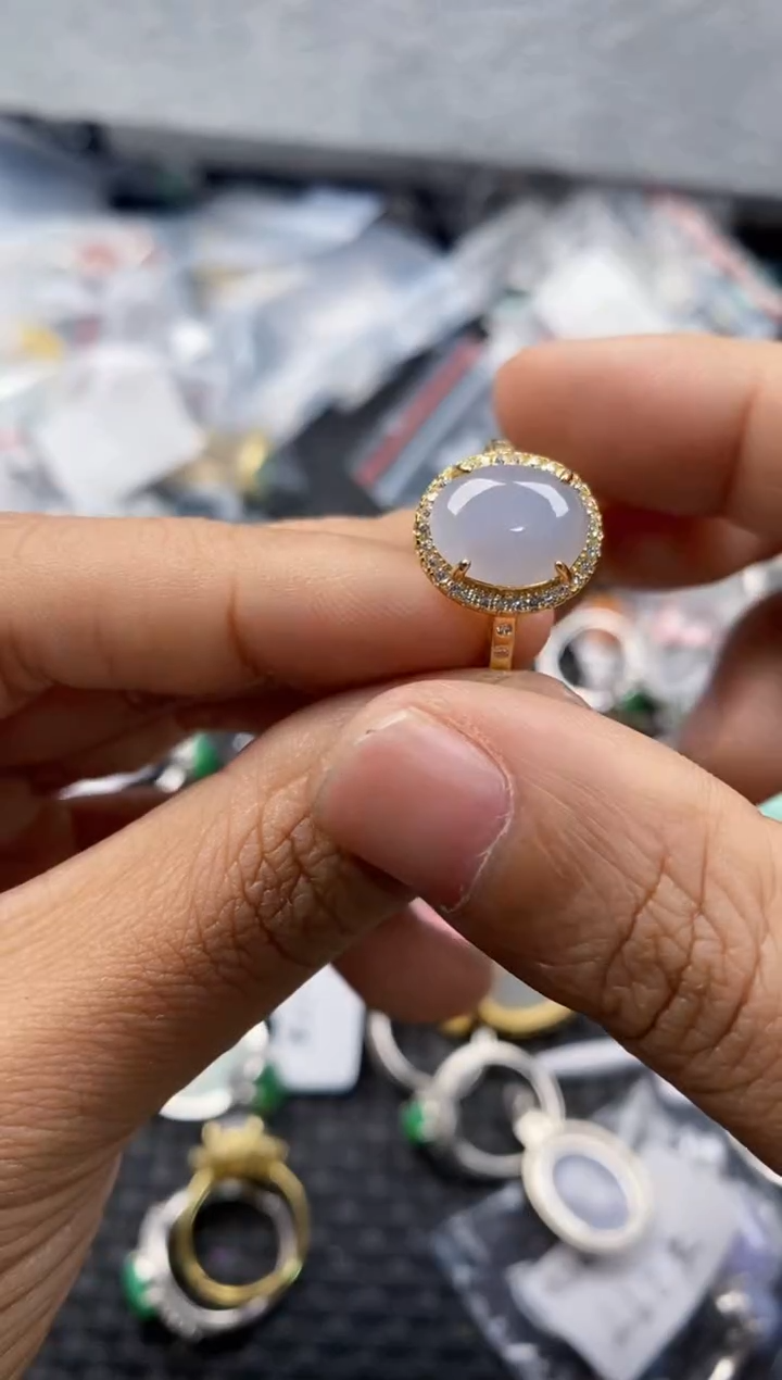 银S925镶嵌戒指翡翠10-10-10       7