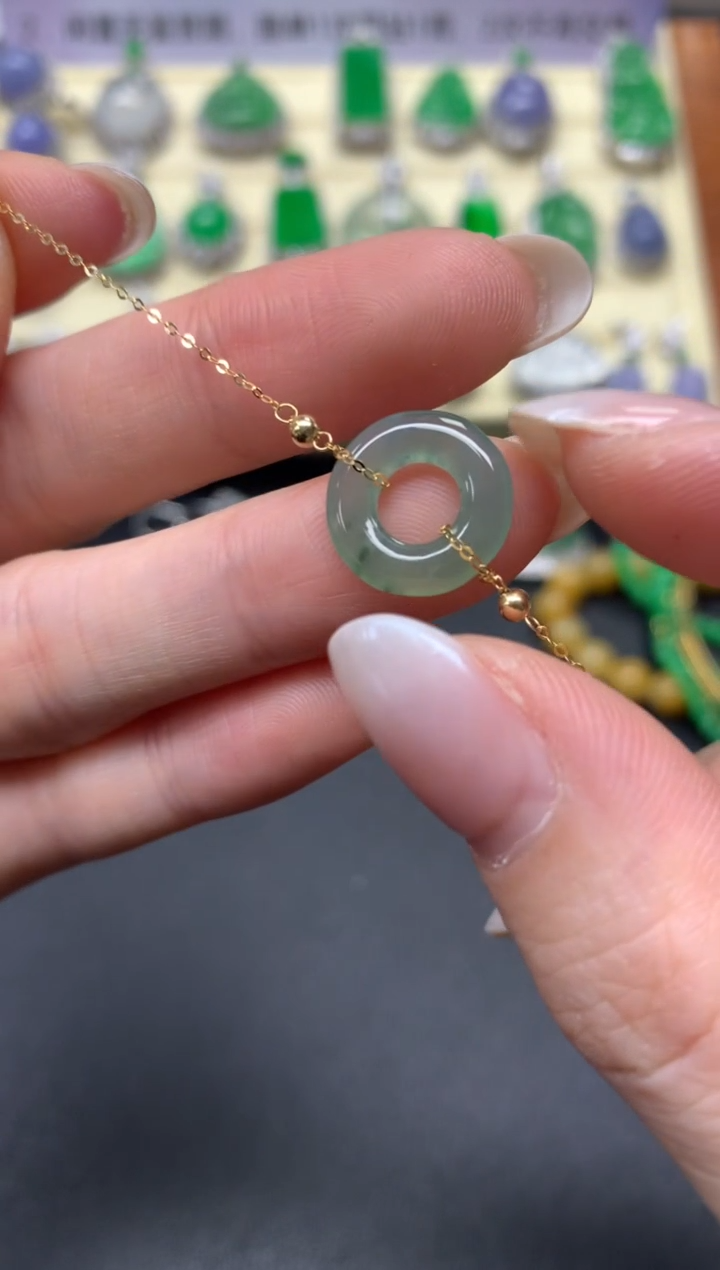 【闪购商品】翡翠手链18K金镶嵌手链|350+35