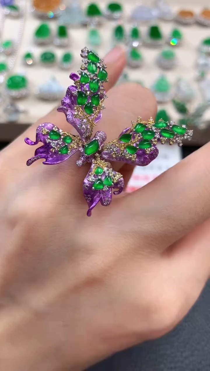 【闪购商品】翡翠戒指18K金镶嵌m99不退换