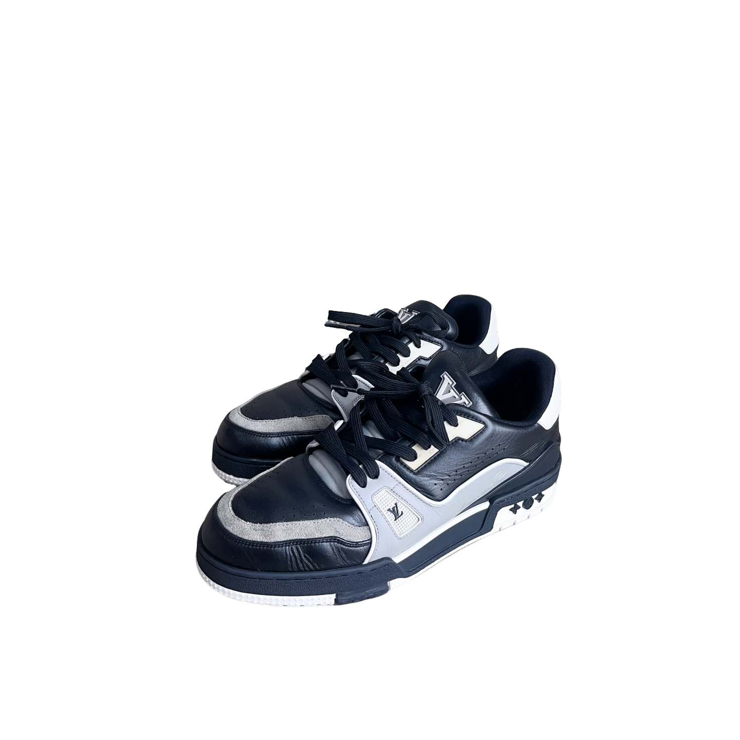 95新 LouisVuitton/路易威登 Trainer黑灰休闲鞋42.5码 d5447