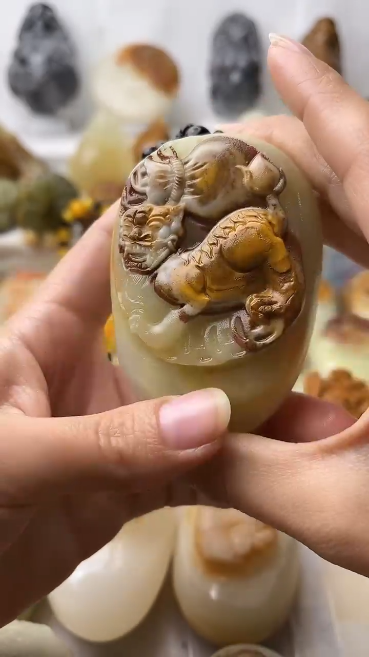 石材古青石棉纹正常不退换貔貅微瑕