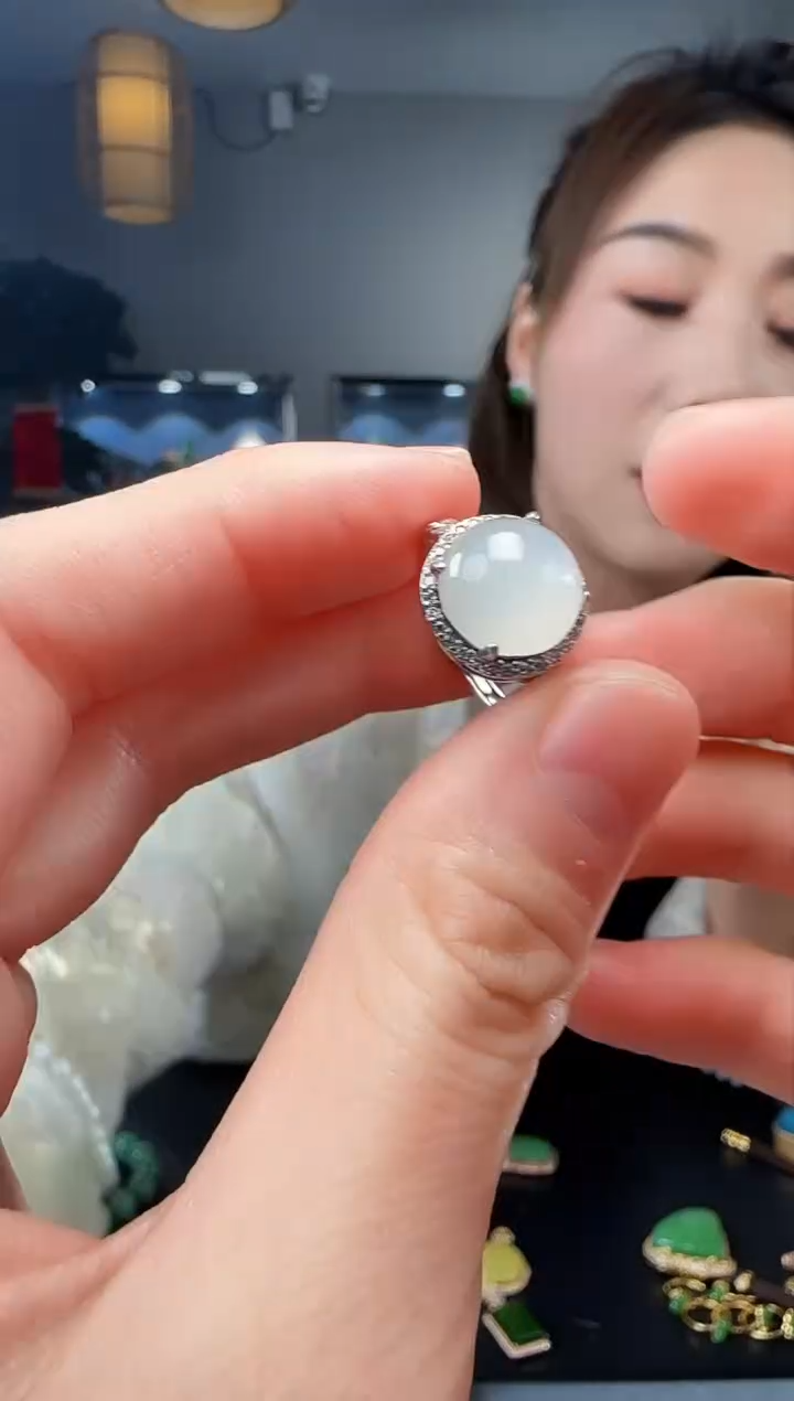 【闪购商品】和田玉戒指1银S925镶嵌1