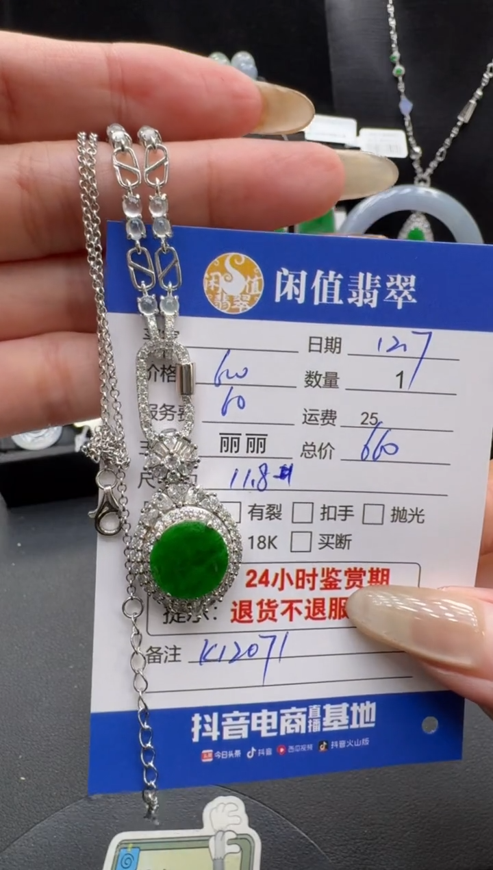 套链银S925镶嵌翡翠翡翠项链
