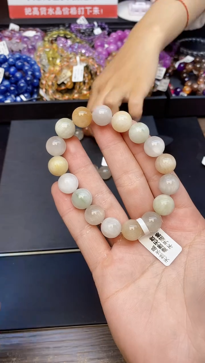 水晶手串未镶嵌105彩兔毛12mm