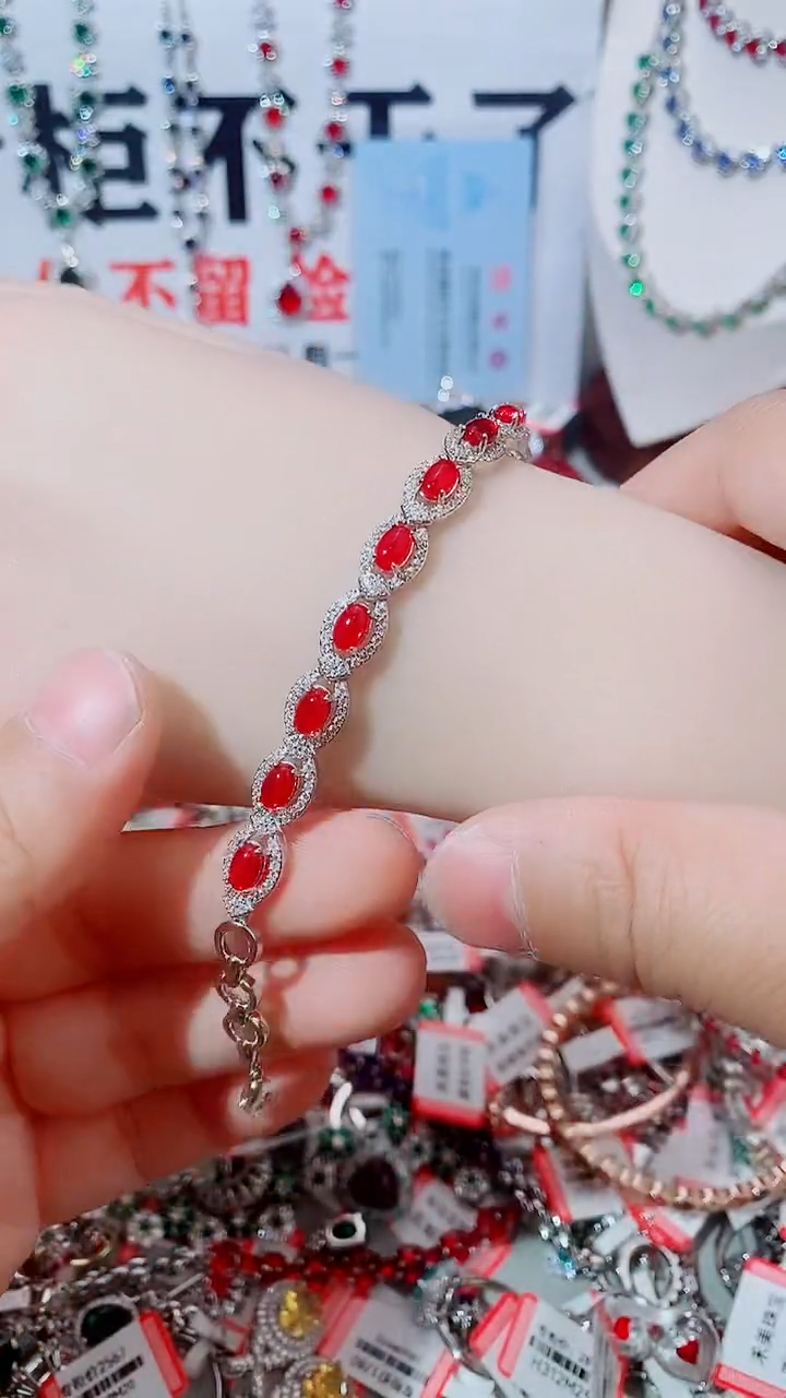 未镶嵌手链红宝石红宝石手链