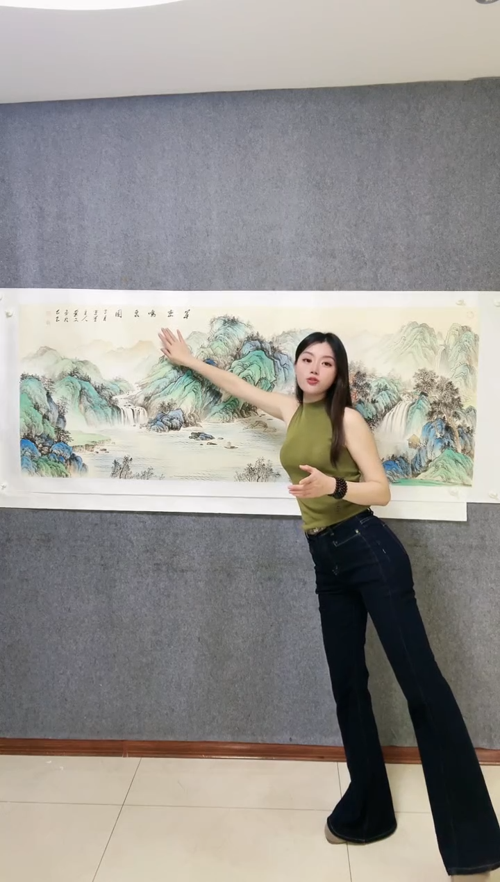 国画手绘国画《翠峦鸣泉图》