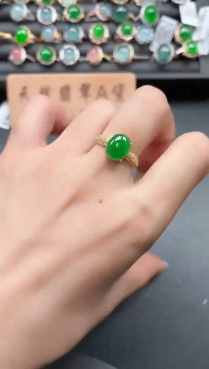 银S925镶嵌戒指翡翠111