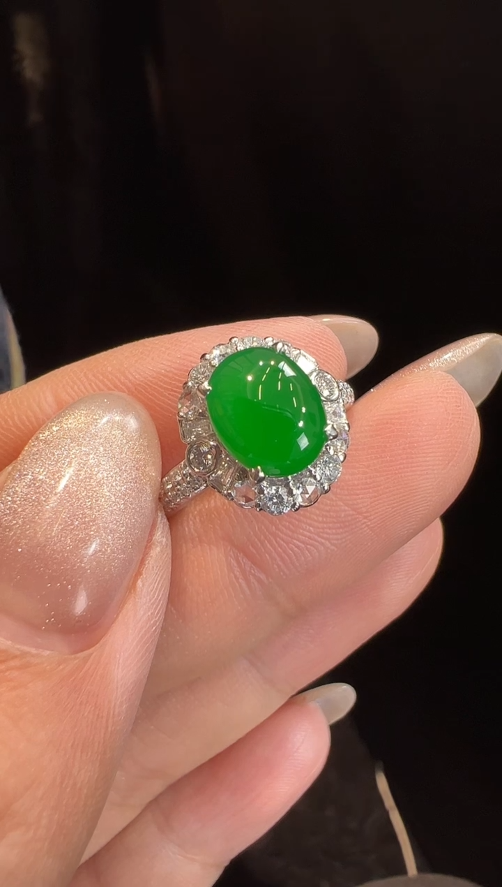 【闪购商品】翡翠戒指18K金镶嵌戒指