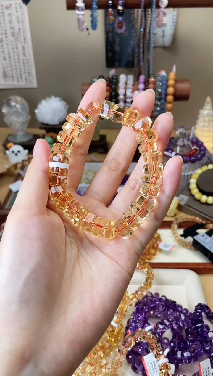 【闪购商品】水晶手链未镶嵌11mm巴西暴力黄水晶切面