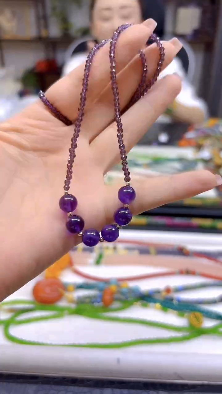 未镶嵌颈饰紫晶DIY款X522