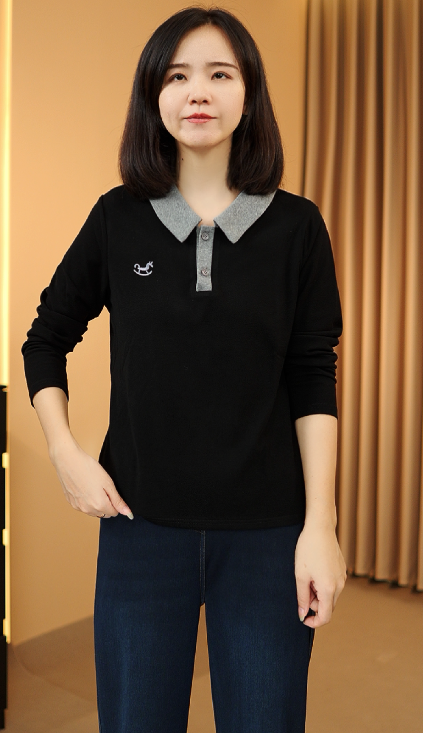 秋季妈妈装减龄长袖衬衫2025新款宽松时尚翻领大码T恤女装打底衫