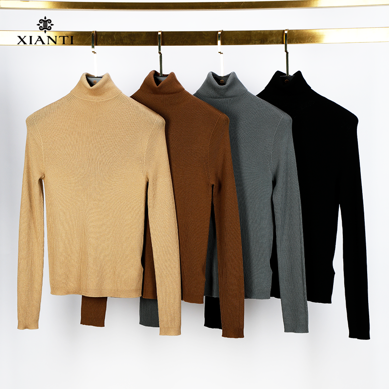 【巨显瘦无缝针织】美丽诺纯羊毛高领毛衣打底衫女冬羊毛衫-WG21001