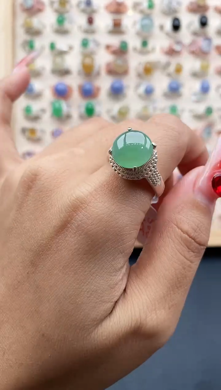 【闪购商品】翡翠戒指未镶嵌缅甸天然A货翡翠555  9+4