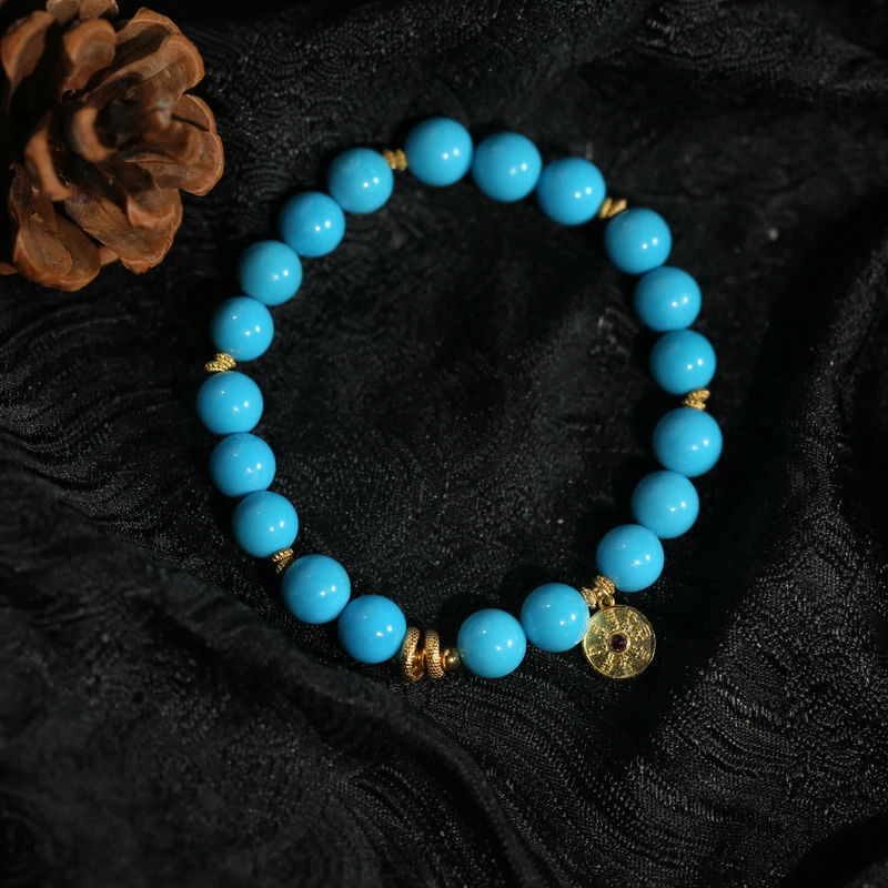 【品佳专属】S925睡美人圆珠铜钱手串8mm-kx24