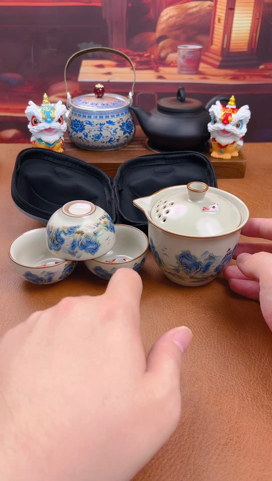 陶瓷茶具摆件旅行套组
