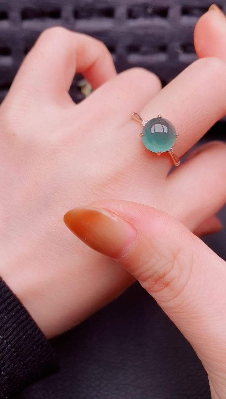 【闪购商品】翡翠戒指银S925镶嵌天然a货翡翠1291