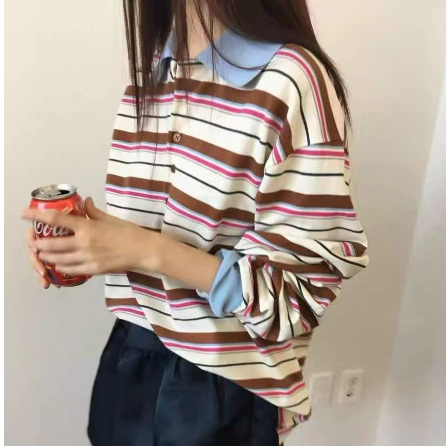 25-263款 珠地条纹撞色Polo长袖