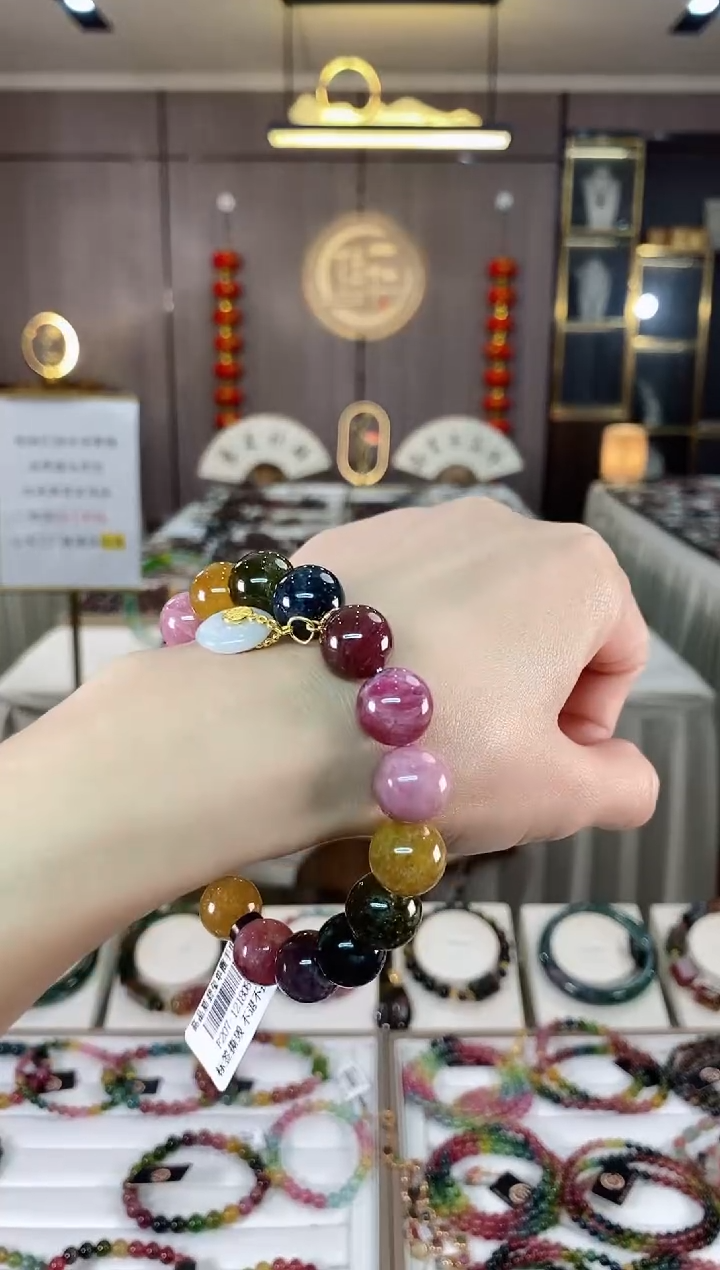 【闪购商品】碧玺单圈手串12mm+未镶嵌（多样性发一条）hon