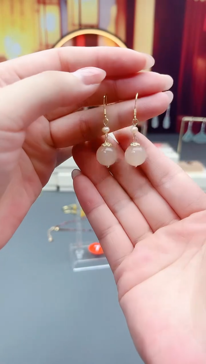 银S925镶嵌耳饰玛瑙/玉髓218